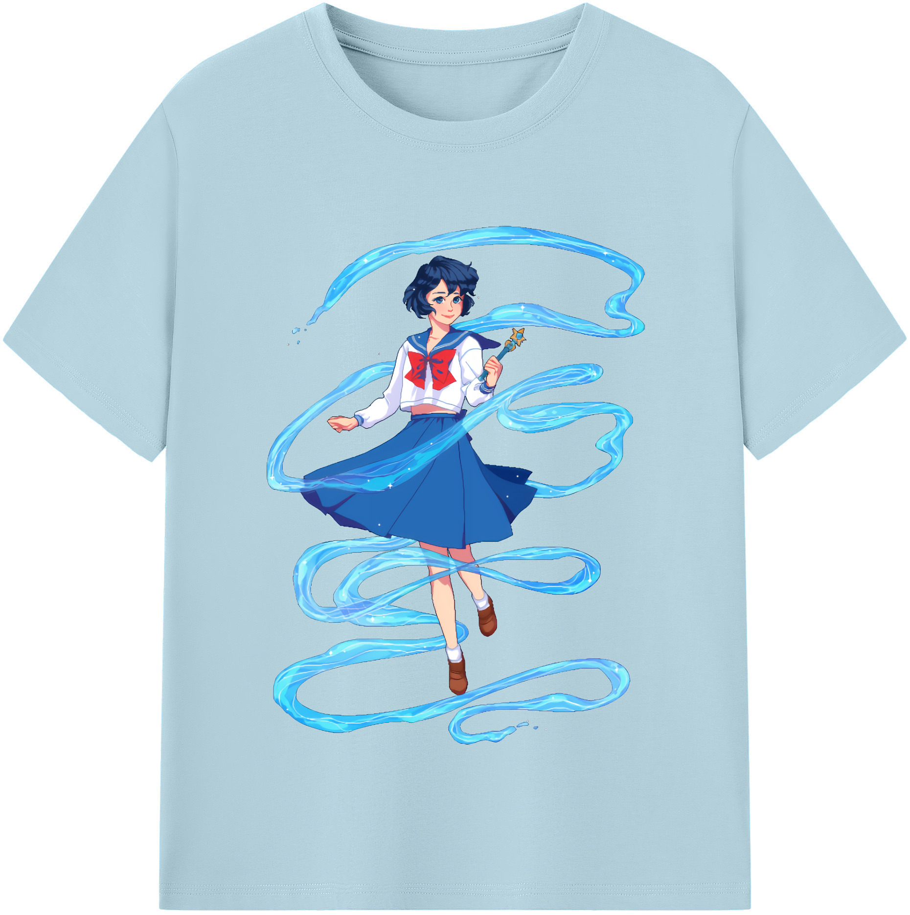 （画像用） 美少女戦士セーラームーン 水野 亜美 みずの あみ Sailor Moon Mizuno Ami 綿100％半袖Tシャツ（フロントプリント）